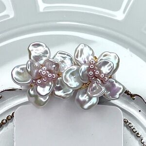 Handmade S925 SS Premium Freshwater Keshi Pearl Double Layer Flower 🌺  Earrings